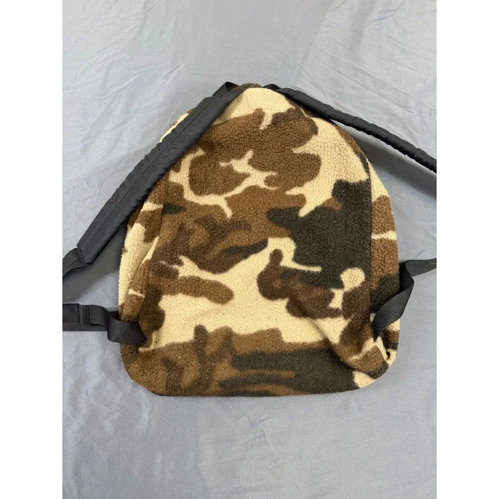Vintage Fieldline Camo Fleece Backpack Made in USA Brown Green Woodland Gorpcore